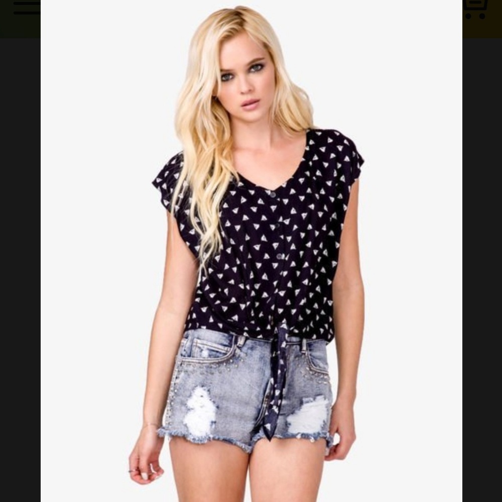 ⛵Forever 21 Nautical Print Short Sleeve Top
